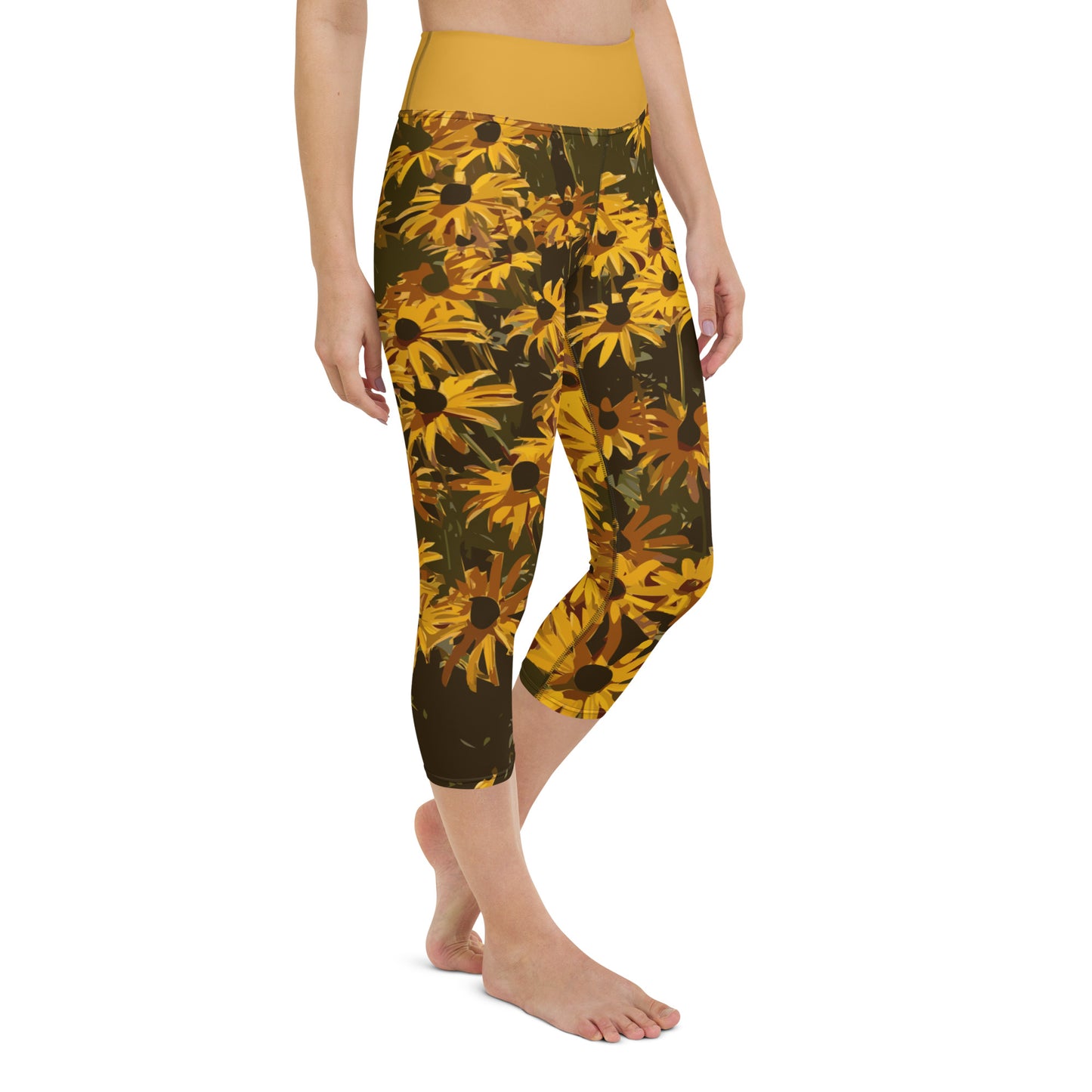 Sunflower Floral Yoga Capris