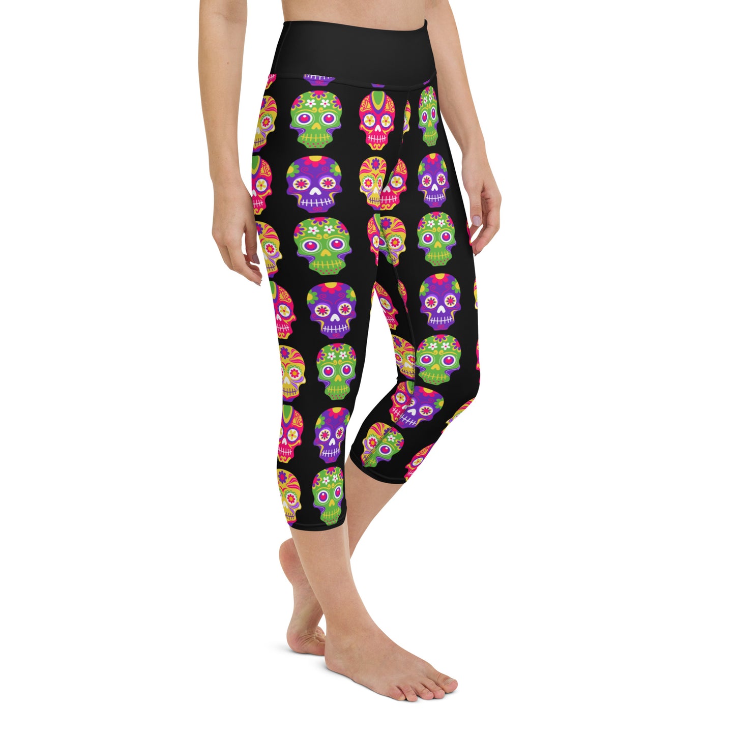 Black in Back Sugar Skulls Yoga Capris