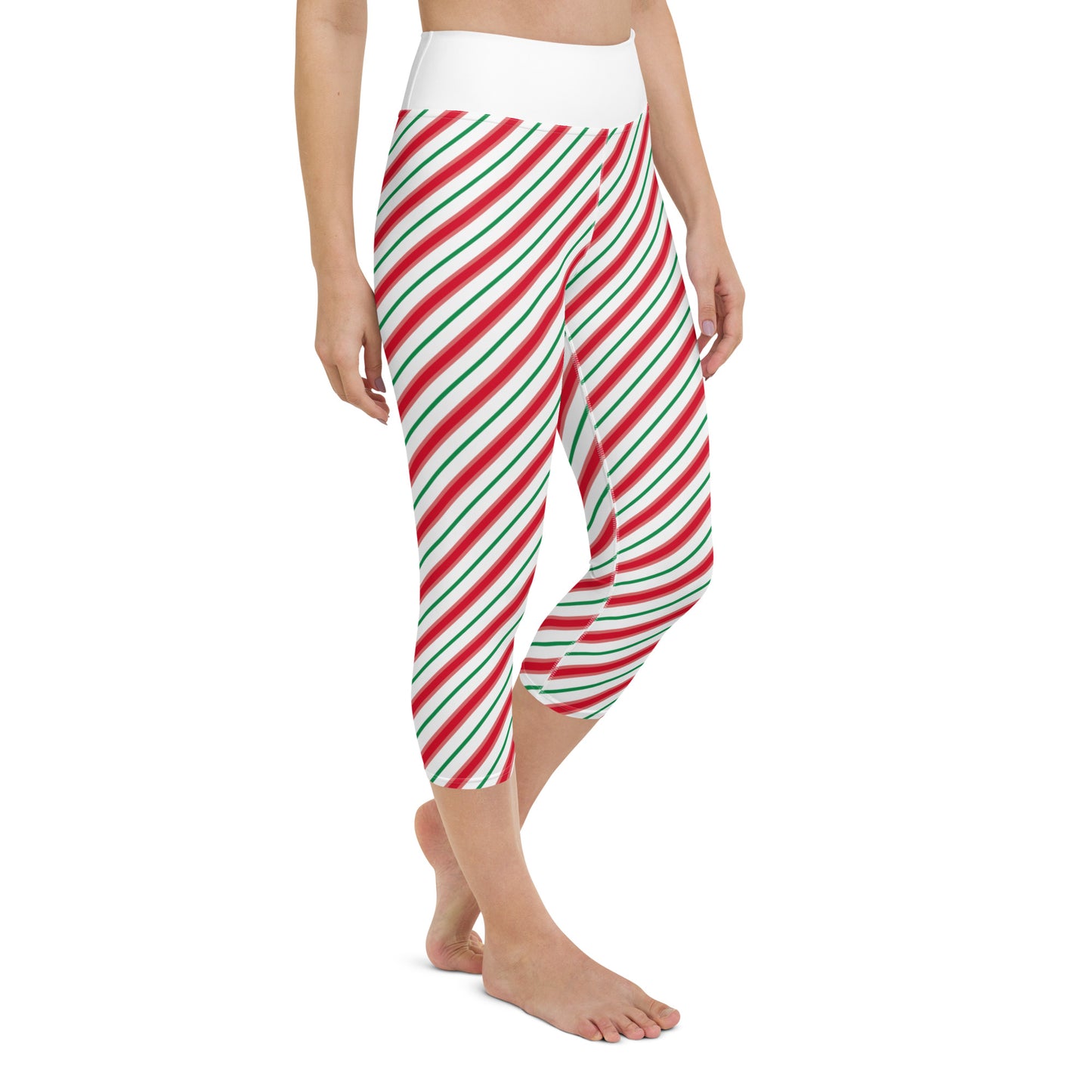 Candy Cane Yoga Capri Leggings