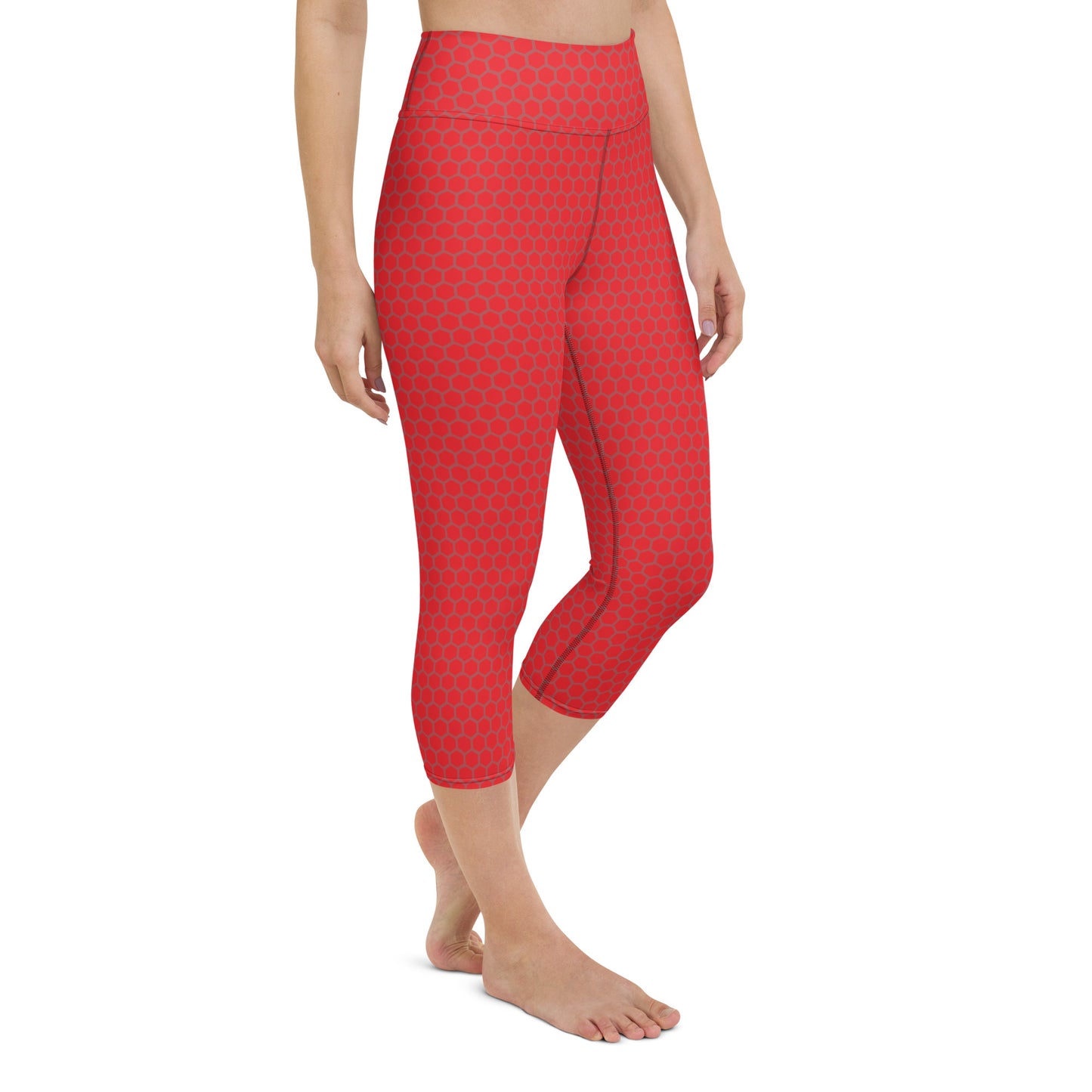 Red Carbon Fiber Yoga Capri Leggings