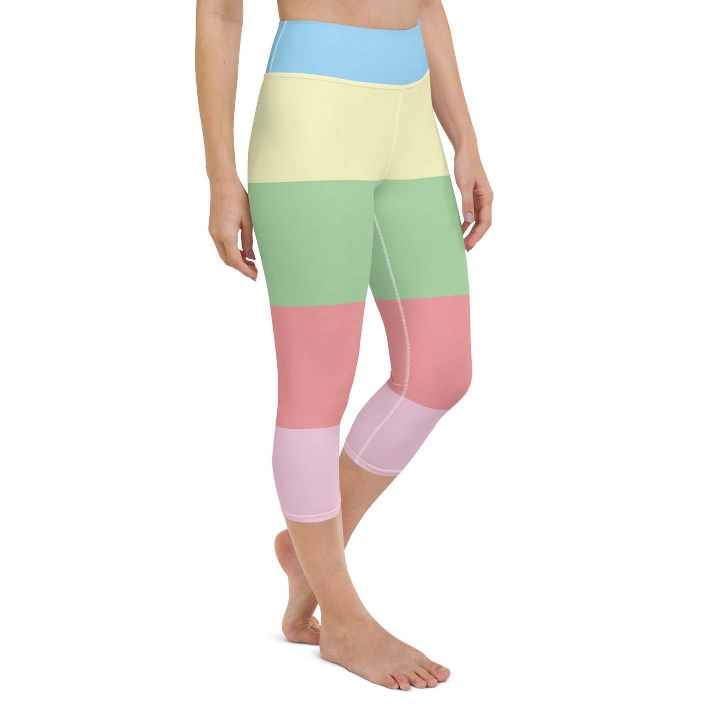 Spring Stripes Yoga Capri Leggings