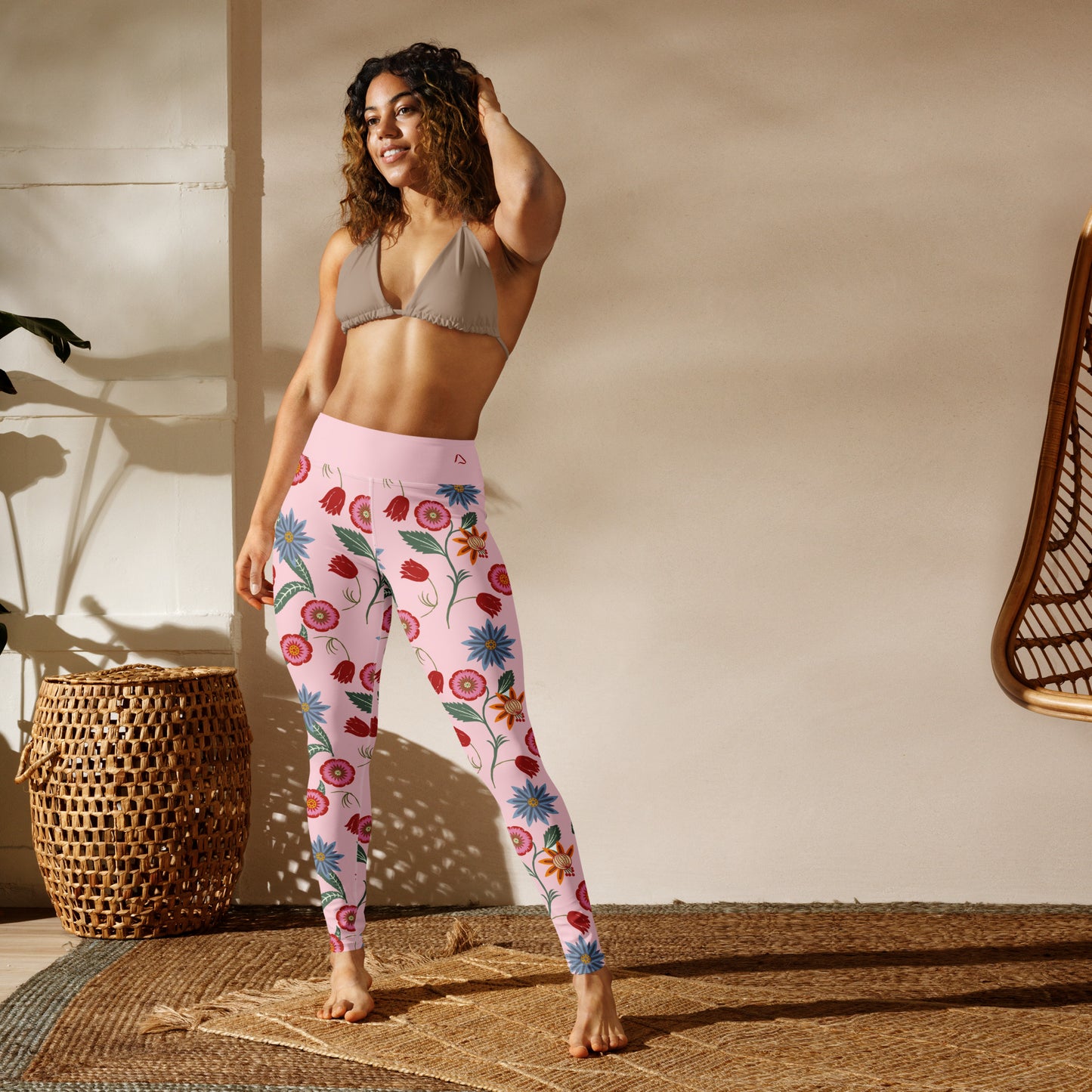 Vintage Pink Floral Yoga Leggings