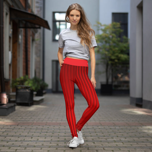 Red Cordoury Yoga Leggings