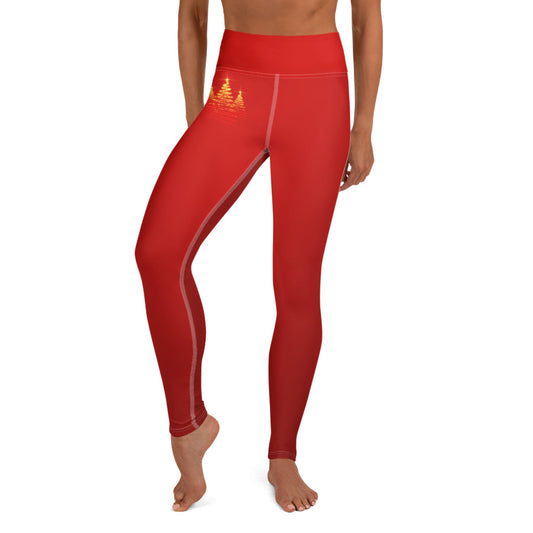 Fiery Christmas Tree Yoga Leggings