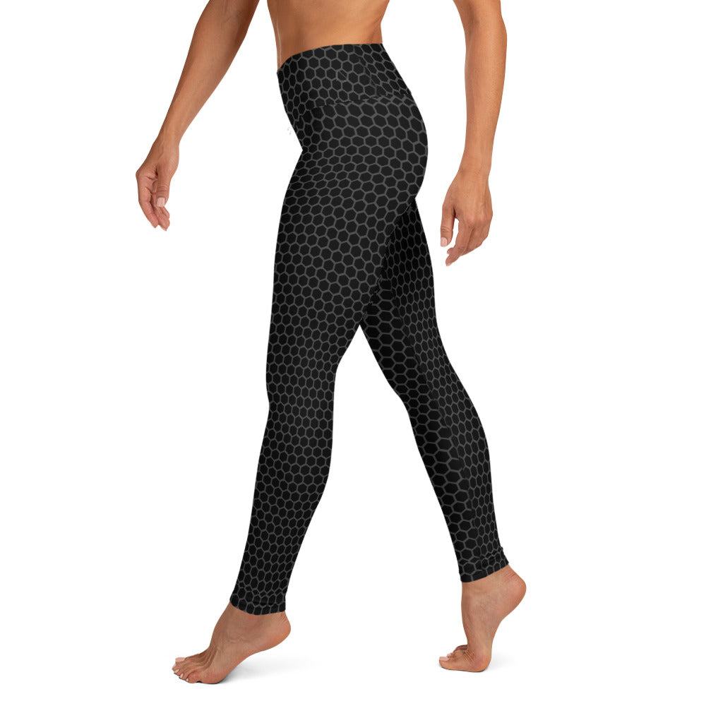 Black Carbon Fiber Yoga Leggings