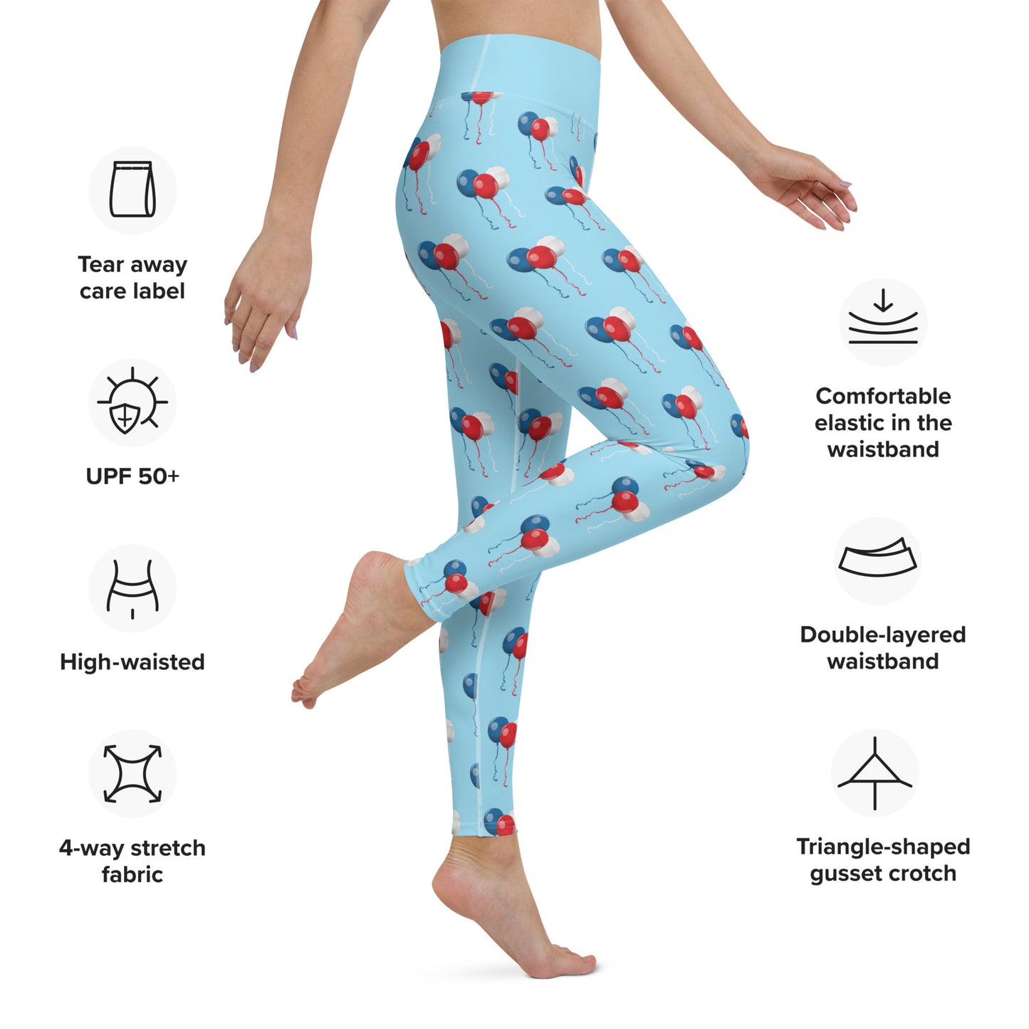 Red White & Balloon Yoga Leggings