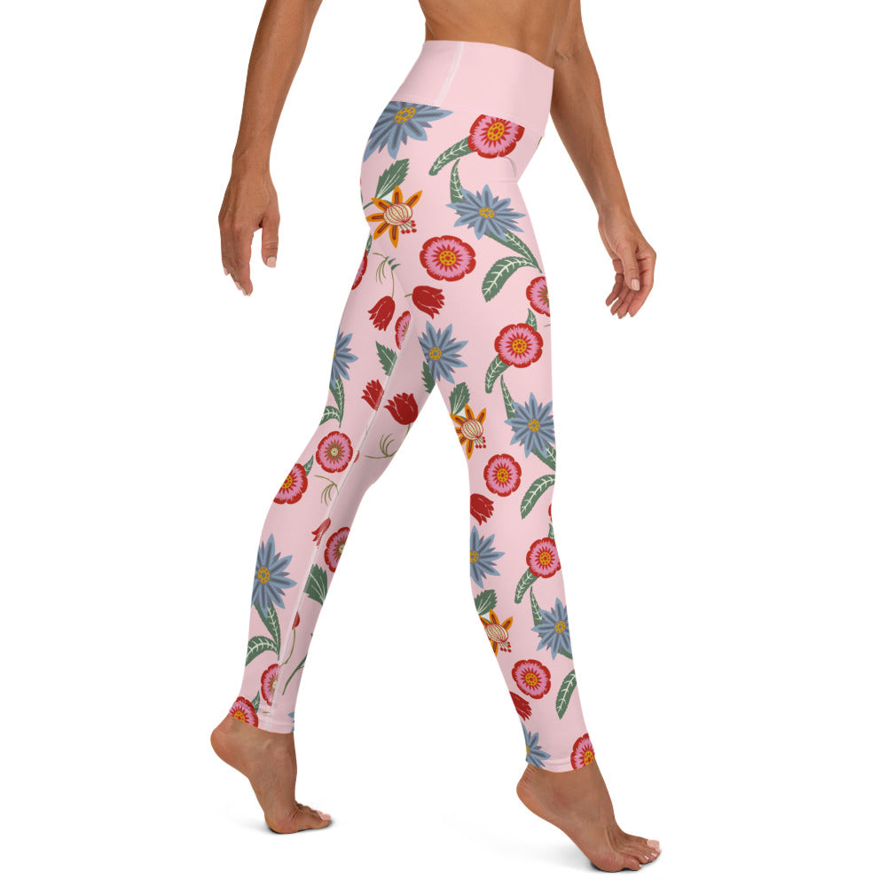 Vintage Pink Floral Yoga Leggings