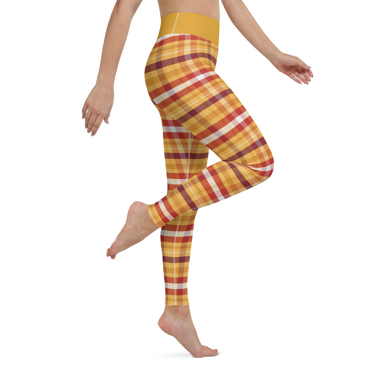 Butterscotch Pudding Plaid Yoga Leggings