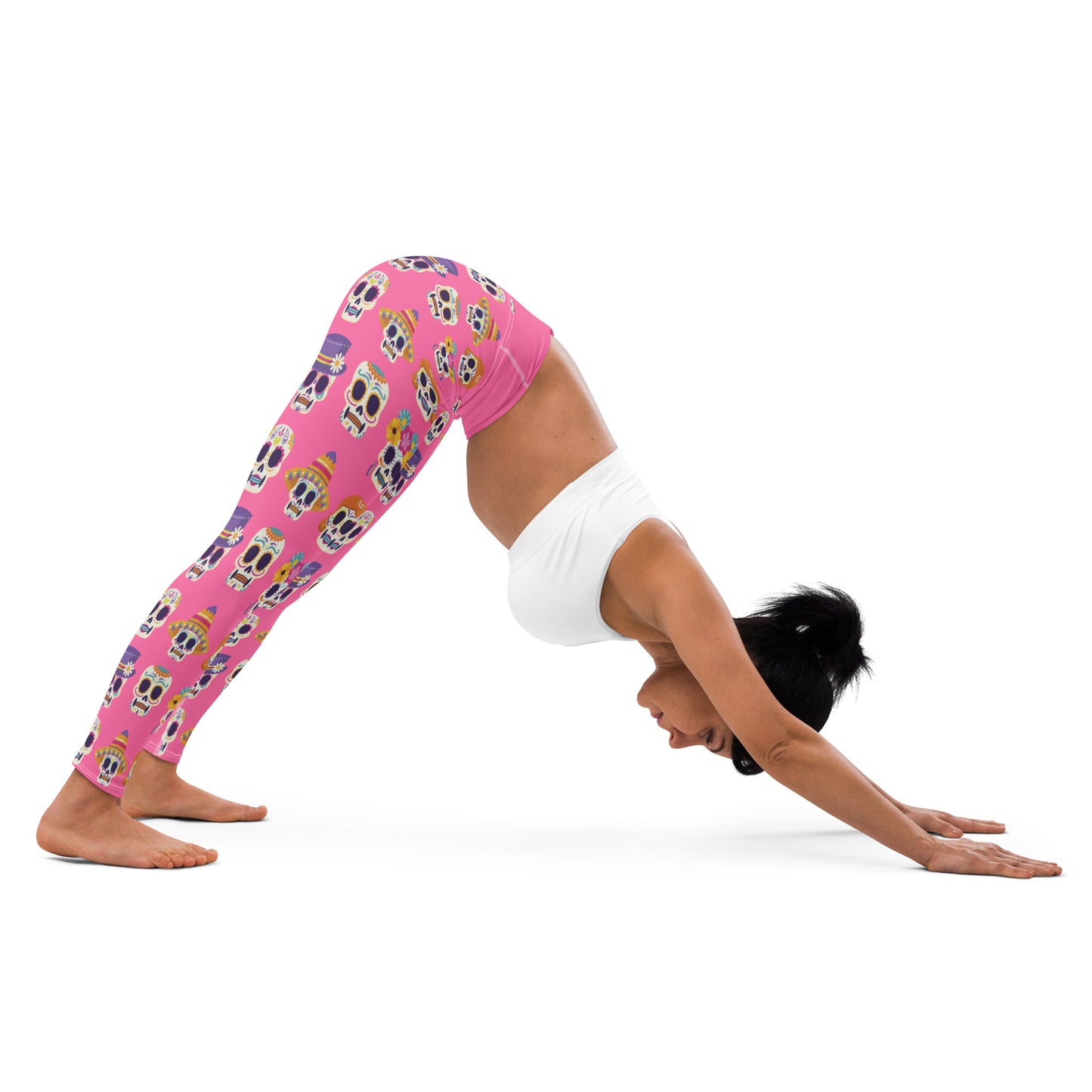 Playfully Pink Sugar Skulls Yoga Leggings