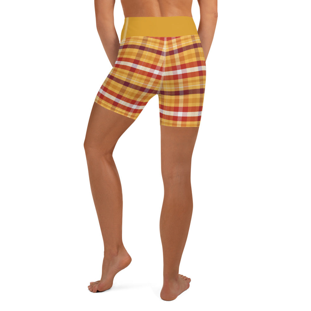 Butterscotch Pudding Plaid Yoga Shorts