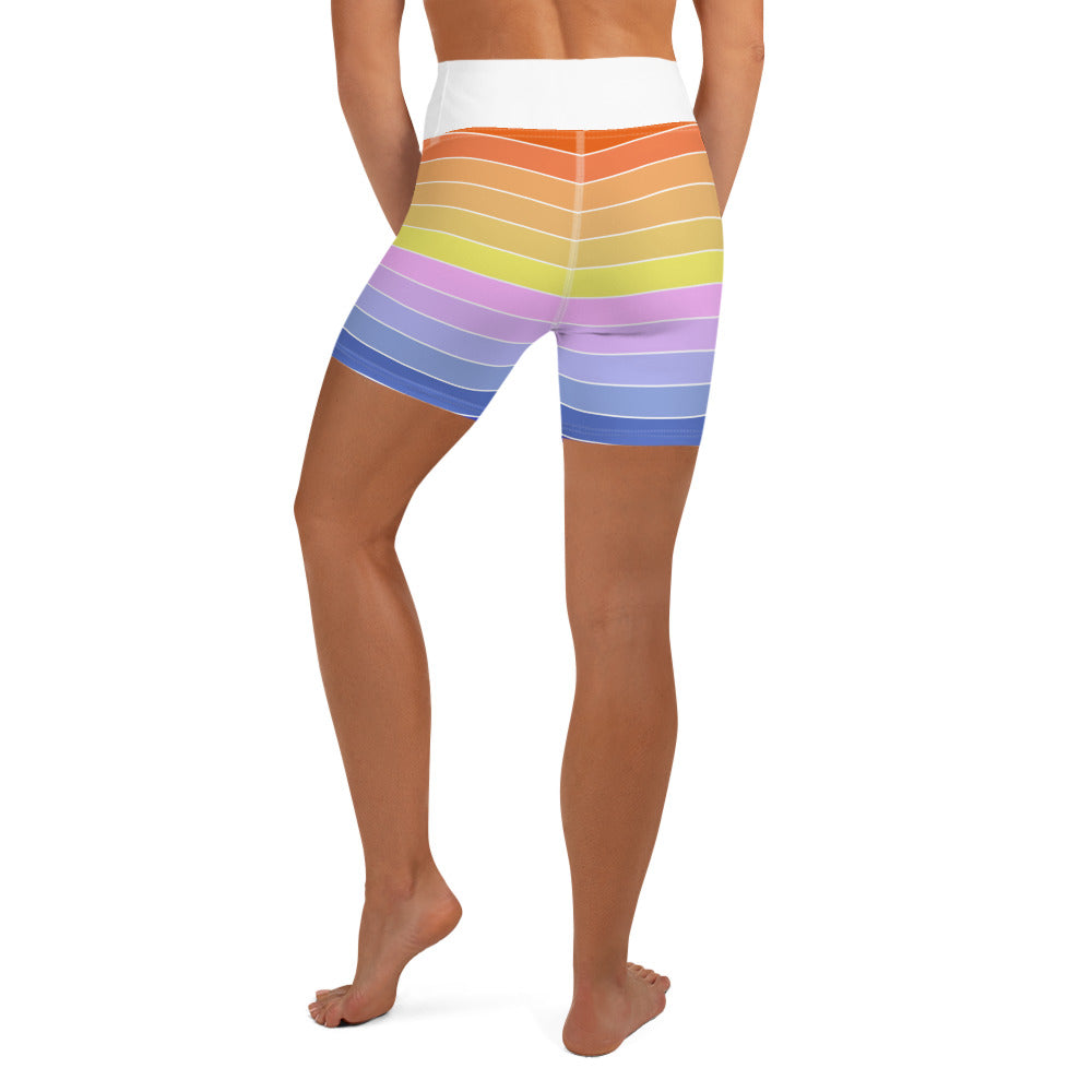 Pastel Rainbow Stripes Yoga Shorts