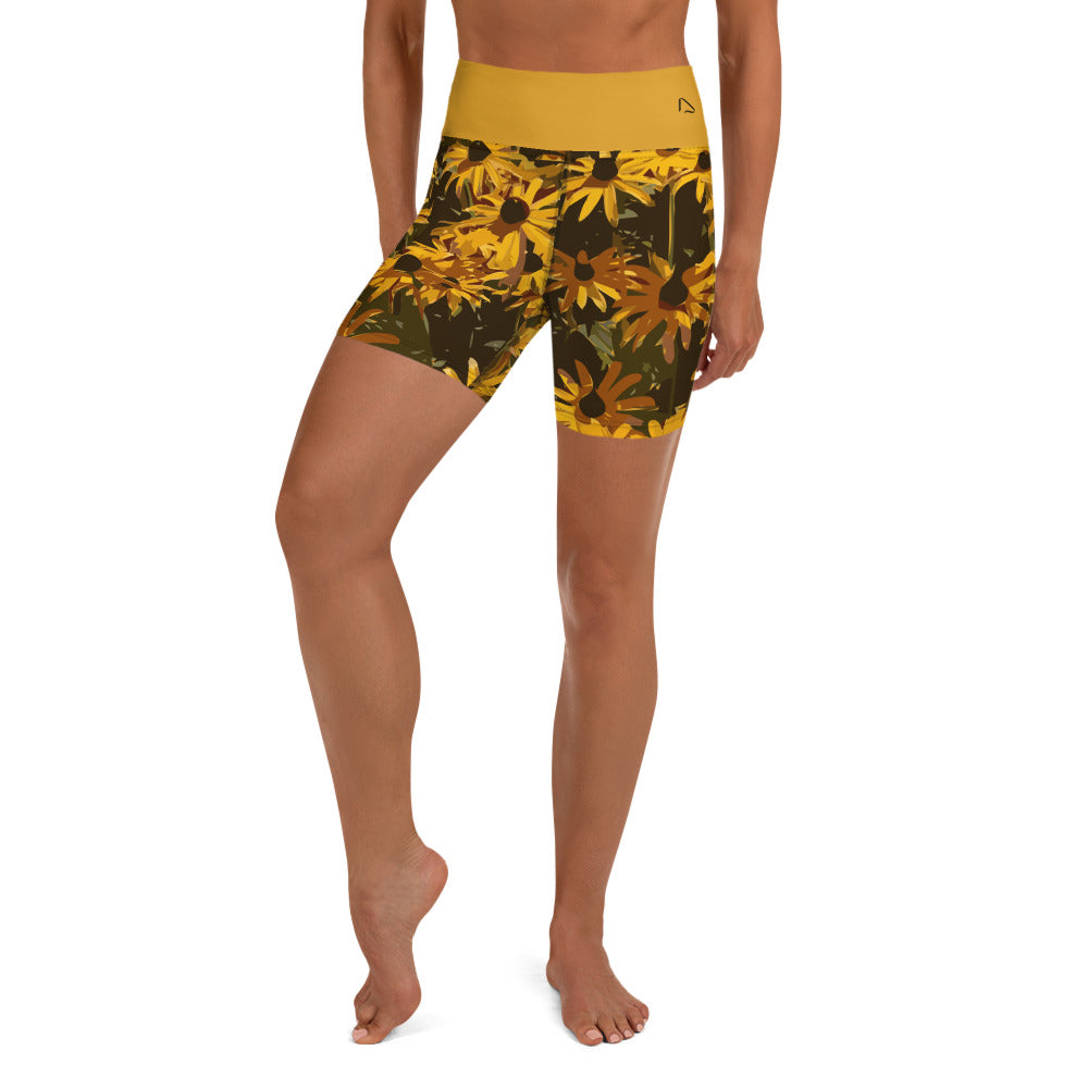 Sunflower Floral Yoga Shorts