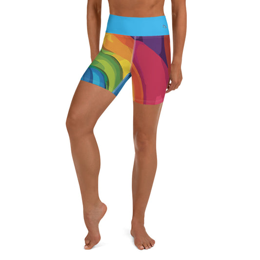 Rainbow Watercolor Yoga Shorts