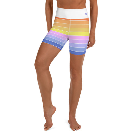 Pastel Rainbow Stripes Yoga Shorts