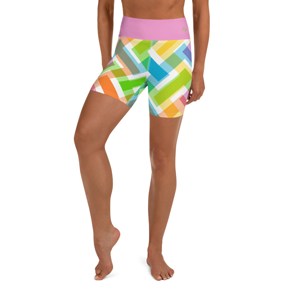 Abstract Easter Pastel Yoga Shorts