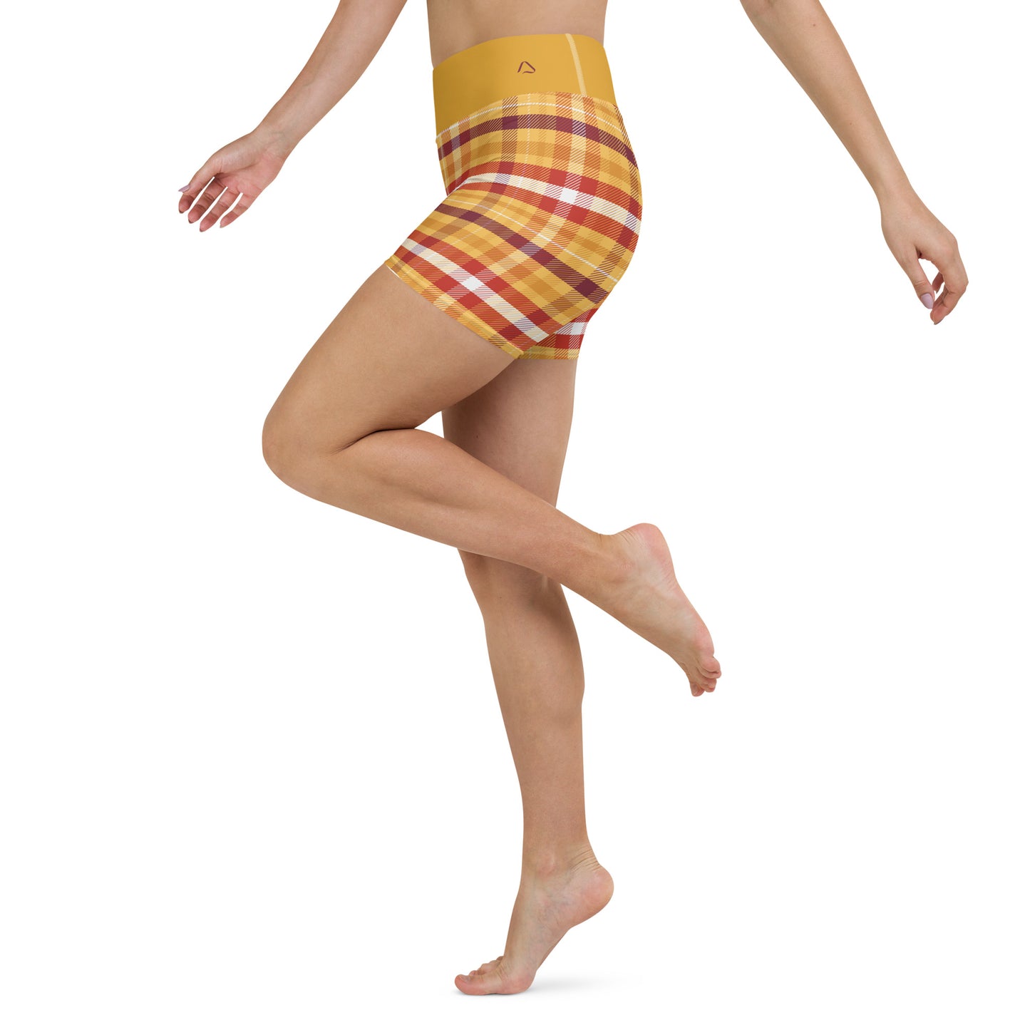 Butterscotch Pudding Plaid Yoga Shorts