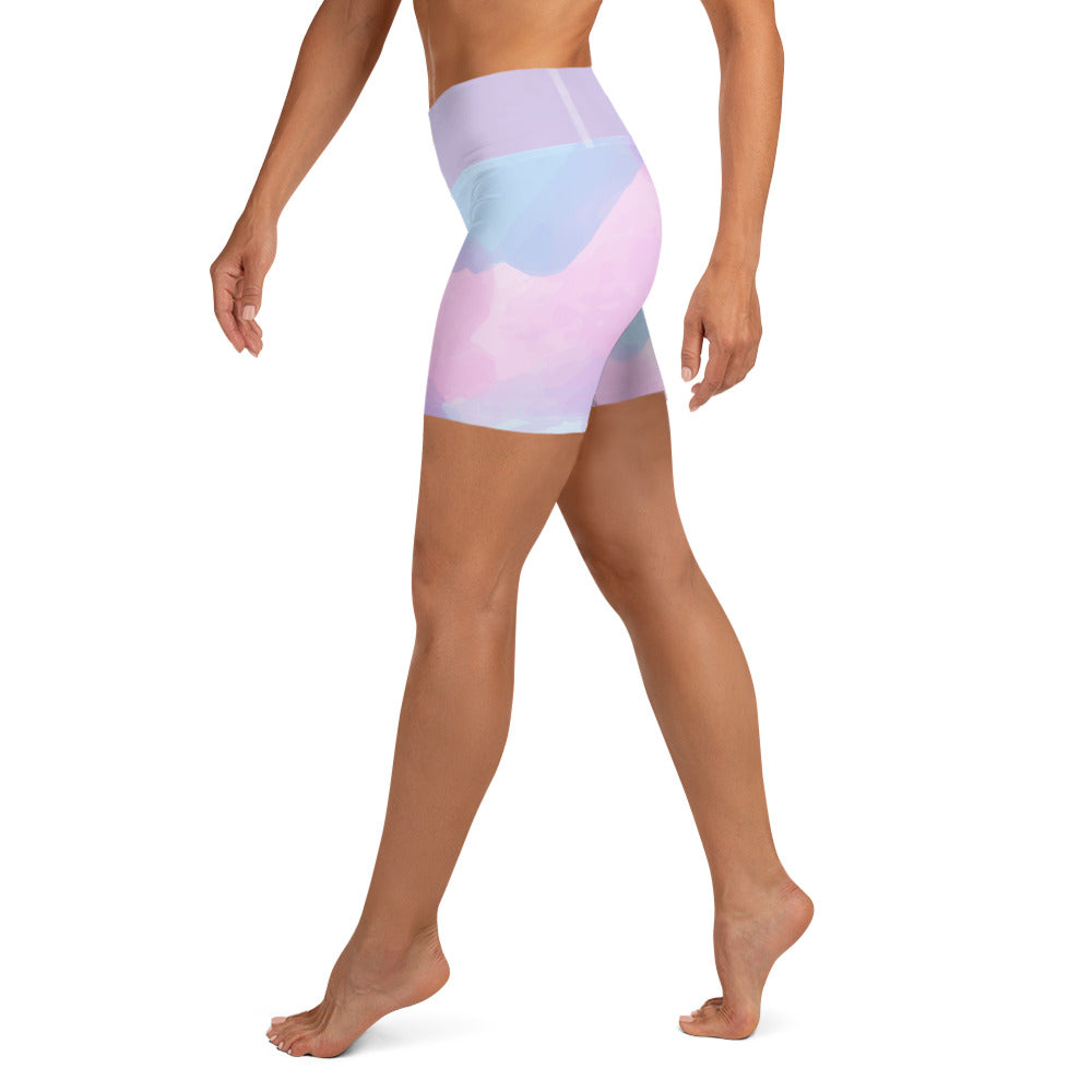 Spring Pastel Watercolor Yoga Shorts