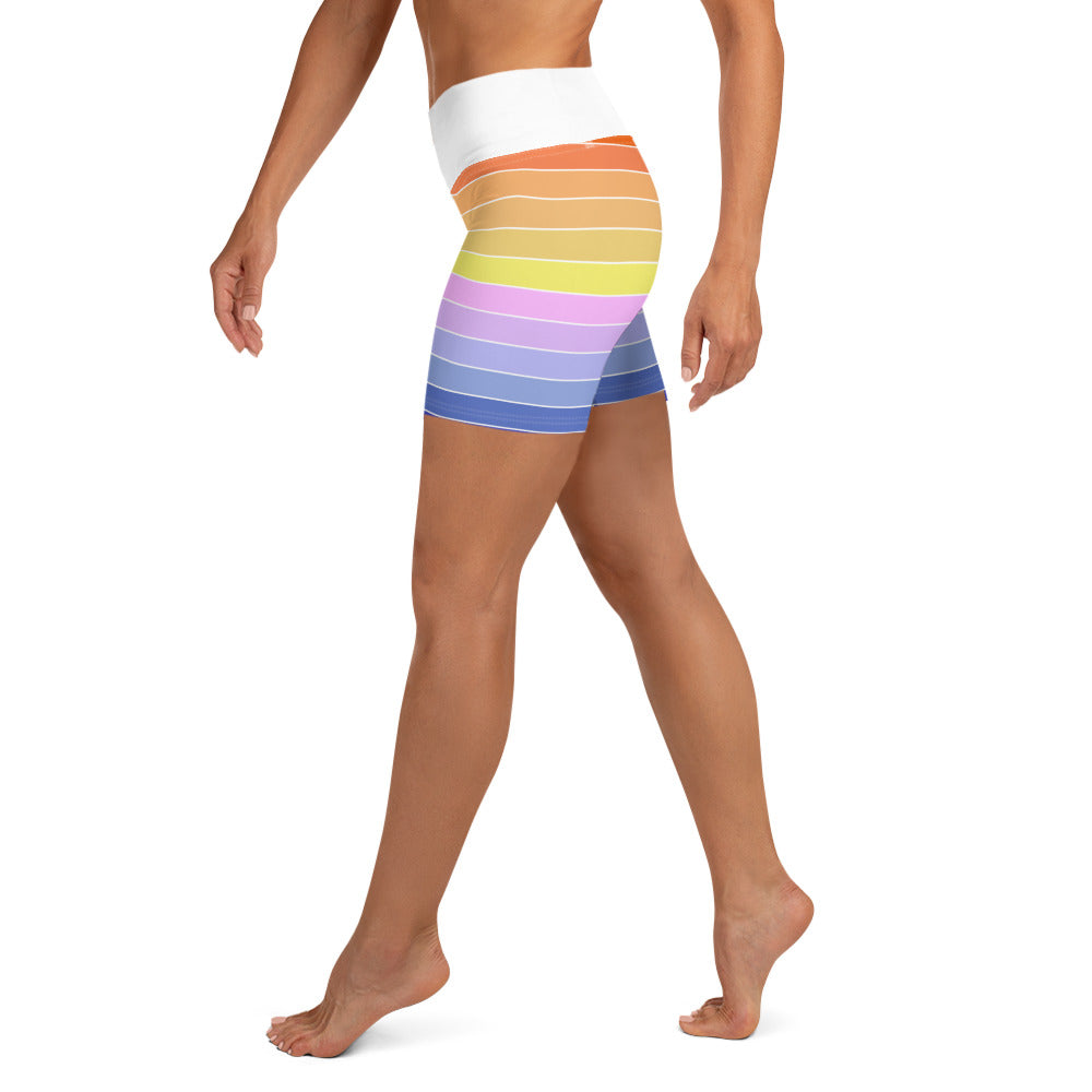 Pastel Rainbow Stripes Yoga Shorts