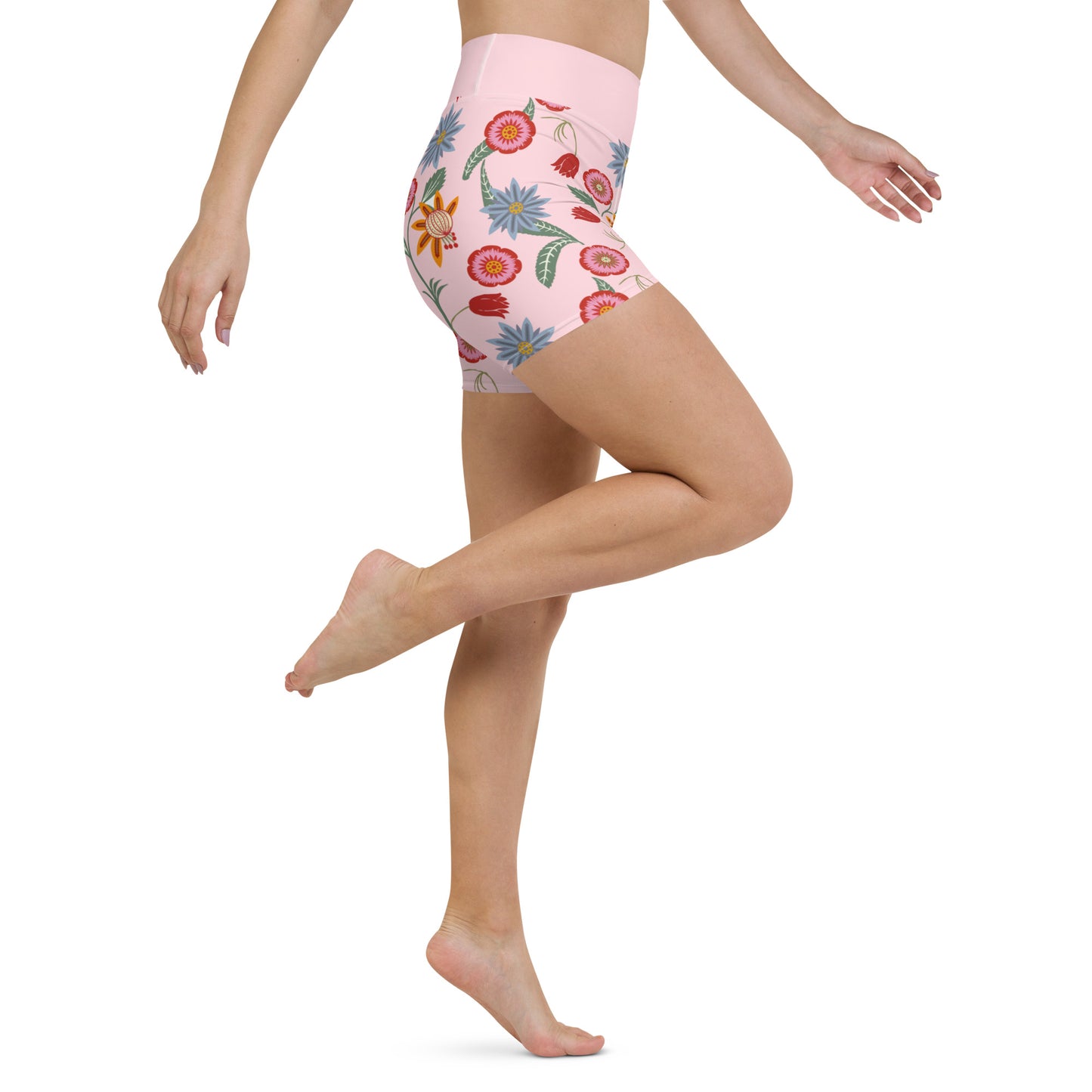 Vintage Pink Floral Yoga Shorts