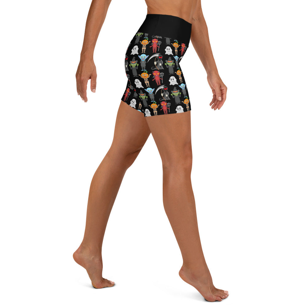 Cute Monster Mash Yoga Shorts