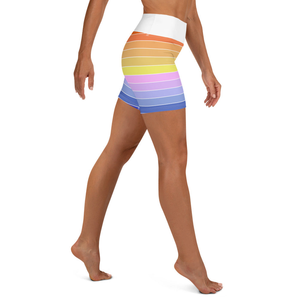 Pastel Rainbow Stripes Yoga Shorts