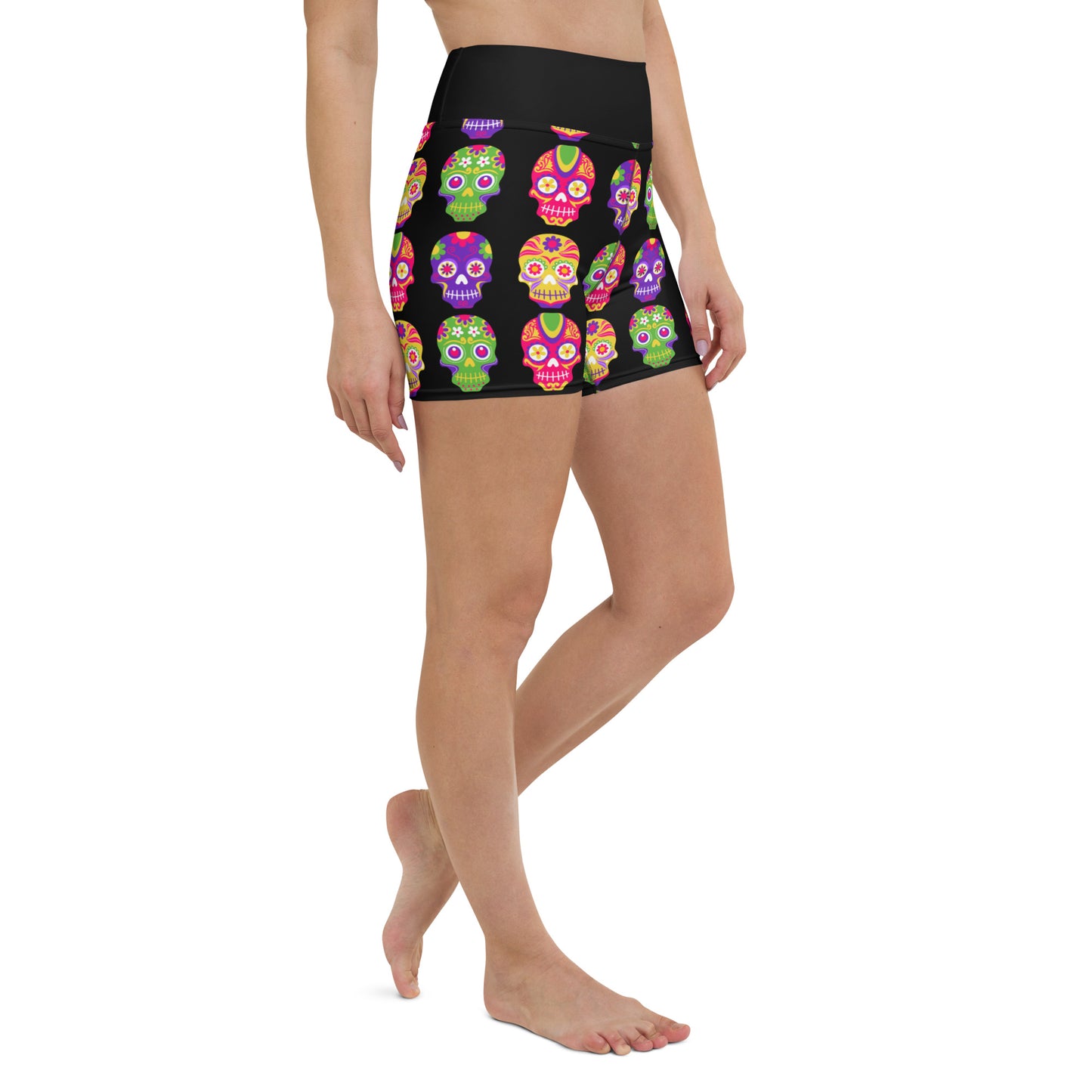 Black in Back Sugar Skulls Yoga Shorts