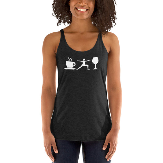 Coffee Yoga Wine Women's Racerback Tank